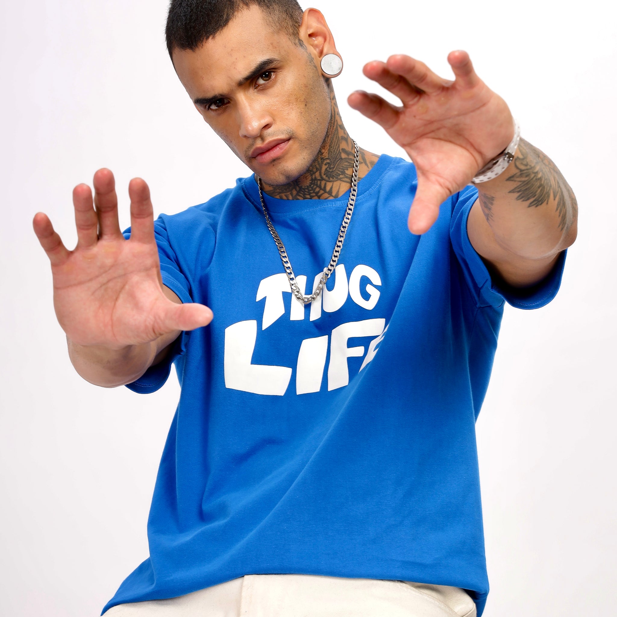 Thug Life Oversized Tee Blue